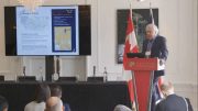 Nighthawk Gold president and chief executive officer Dr. Michael J. Byron presents at the Canadian Mining Symposium in London on April 25, 2018.