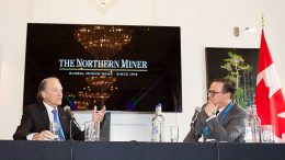 Franco-Nevada chairman Pierre Lassonde (left) and Northern Miner publisher Anthony Vaccaro at The Northern Miner's Canadian Mining Symposium at Canada House in London, UK, in late April 2018. Photo by Martina Lang.