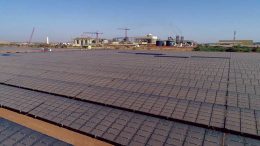 Solar panels in front of processing facilities at Iamgold’s Essakane gold mine in Burkina Faso. Credit; Iamgold.