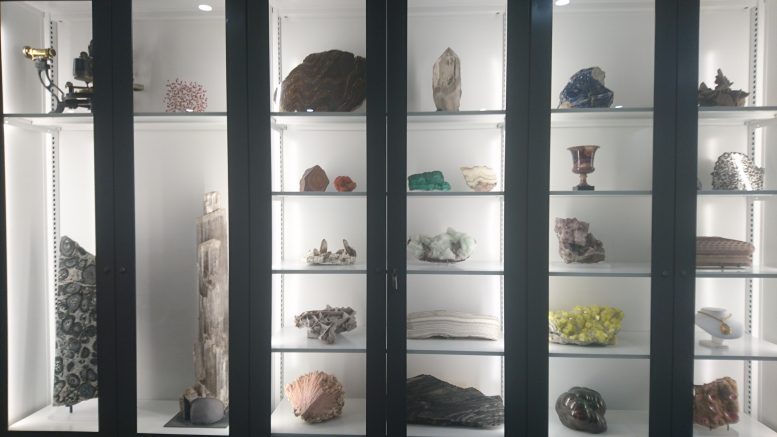 Various rocks and minerals are on display in the earth sciences department, in the basement of the Royal Ontario Museum. Photo by Richard Quarisa.