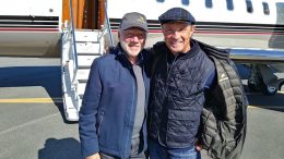 At the Rankin Inlet airport, 25 km from Agnico Eagle Mines' Meliadine gold project in Nunavut, from left: Agnico chairman James Nasso and Agnico vice-chairman and CEO Sean Boyd. Photo by Trish Saywell.