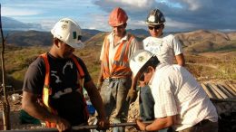 Condor staff surveys drill holes at La India in Nicaragua. Credit: Condor Gold.