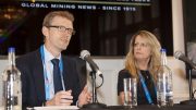 Aidan Davy, COO of the International Council on Metals & Mining; and Sandra Gogal, partner and aboriginal leader at Miller Thomson at The Northern Miner's Canadian Mining Symposium at Canada House in London, U.K., in April 2018. Photo by Martina Lang.