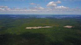 Aerial view of Dixie Lake in northwestern Ontario's Red Lake gold district. Credit: Great Bear Resources.