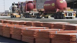Stacks of copper cathode at the Svedala mill, part of BHP's Olympic Dam processing operations in South Australia. Credit: BHP.