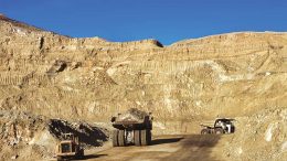 Trucks at New Gold’s Mesquite gold mine in California. Credit: Equinox Gold.