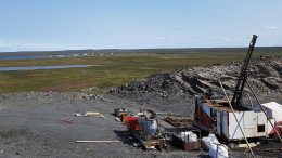 A drill site in mid-2018 at the Nuvuyak zone on Sabina Gold & Silver’s Back River gold project in Nunavut. Credit: Sabina Gold & Silver.