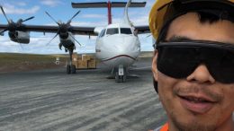Nelson Takkiruq, of Gjoa Haven, Nunavut, at work this year at the Goose airstrip at Back River. Credit: Sabina Gold & Silver.