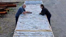 Frontier Lithium Inc.’s VP Exploration Garth Drever (left) and President & CEO Trevor R. Walker examine core from the PAK lithium deposit in northwestern Ontario, representing 155 metres of world-class, technical grade, low-iron spodumene. Credit: Frontier Lithium Inc.