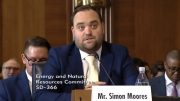 Simon Moores, managing director of battery minerals advisory firm Benchmark Mineral Intelligence, appears before a U.S. Senate committee for energy and minerals in February 2019. Credit: Screenshot from U.S. Senate website.