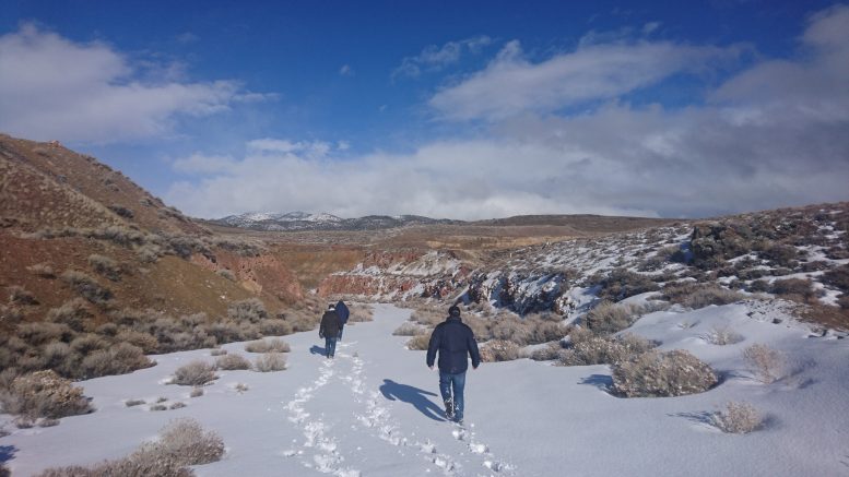 Descending into the past producing Gold bar pit at Fremont's Gold Bar project near Elko, Nevada. Photo by Richard Quarisa.