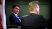 Canadian Prime Minister Justin Trudeau (left) and PDAC president Glenn Mullan at the Metro Toronto Convention Centre in March. Credit: PDAC.