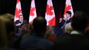 Canadian Prime Minister Justin Trudeau (right) being interviewed by outgoing PDAC president Glenn Mullan at the annual convention of the Prospectors and Developers Association of Canada in Toronto on March 5, 2019. Credit: Government of Canada.