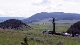 A drill rig at Sandfire Resources America’s Black Butte copper project in Montana. Credit: Sandfire Resources America.