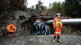Pure Gold Mining VP of exploration Phil Smerchanski near a portal during test mining at the Madsen gold project in Ontario. Credit: Pure Gold MIning.