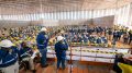 Senior management addressing workers inside the Phase 3 concentrate storage and load-out facility, during the celebration of first concentrate on June 9, 2024. (Image: Ivanhoe Mines)