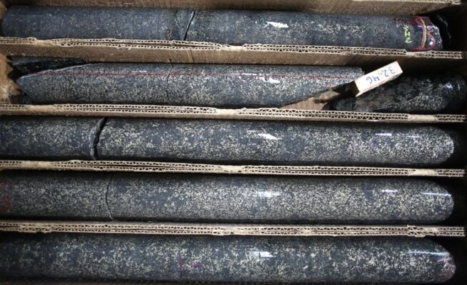 Mineralized core from the first hole drilled at Bolderdash in Michigan