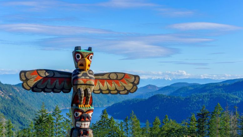 First Nation Totem in British Columbia, Canada.